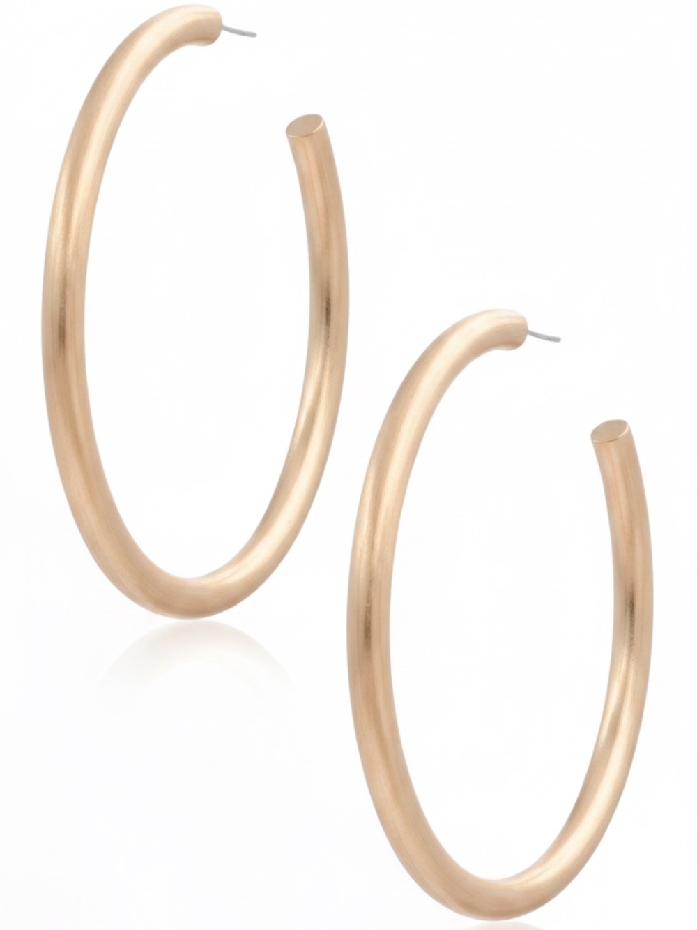 Womens Gold Tone Open Hoop Earrings Non-Tarnish